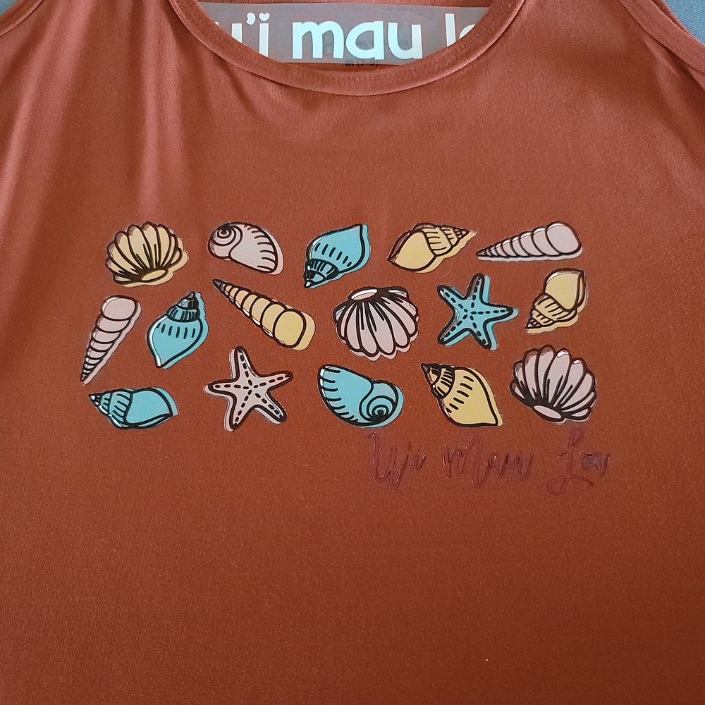 Rust Tank Top with Seashell Print